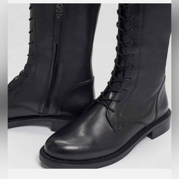 Sam Edelman Women's Nance Tall Lace Up Leather Boots Black US 7 M - Picture 4 of 13